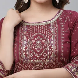 Aurelia Maroon Cotton Printed Straight Kurta image 5