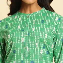W Green Printed Straight Kurta image 5