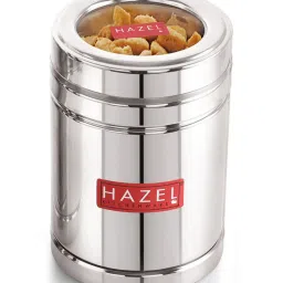HAZEL Silver Stainless Steel Container with Transparent Lid - Set of 6 (1L) image 3