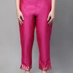 VredeVogel Pink Woven Pattern Kurta Pant Set With Dupatta image 5