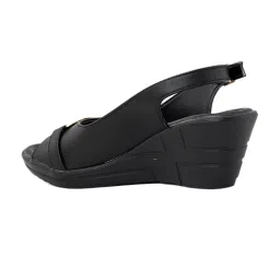 Khadim Women's Black Sling Back Wedges image 5