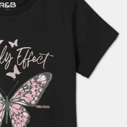 R&B Kids Black Graphic Regular Fit T-Shirt image 3