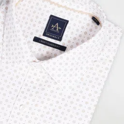Arrow Beige Cotton Regular Fit Printed Shirt image 5