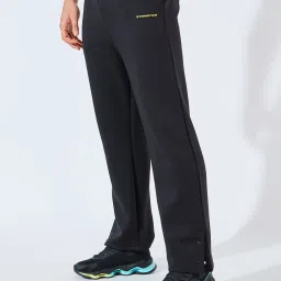 Styli Black Relaxed Fit Solid Scuba Pants image 3