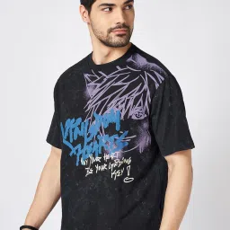 People by Pantaloons Black Cotton Boxy fit T-Shirts image 3