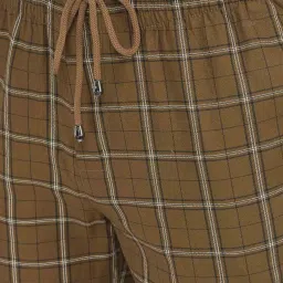 Crimsoune Club Brown Cotton Regular Fit Checks Lounge Pants image 5