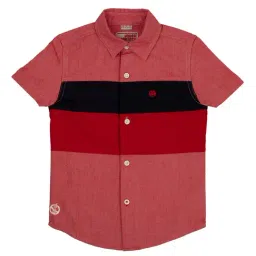 Under Fourteen Only Kids Red Color Blocked Shirt-picture-25