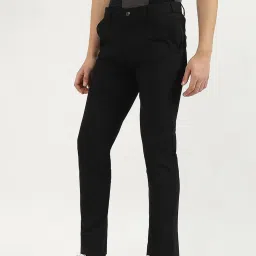 United Colors of Benetton Black Polyester Viscose Blend Slim Trousers image 3