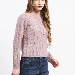 MADAME Mauve Self Design Sweater image 3