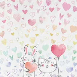 DDecor Hearts Conversational Pink Cotton 136 TC Single Bedsheet With 1 Pillow Cover image 5