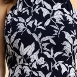 Moomaya Navy & White Printed A Line Dress image 5