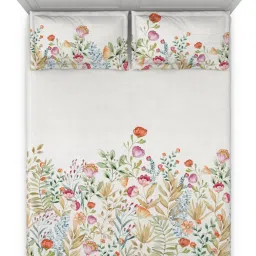 DDecor Floral Multicolor 136 TC Cotton King Bedsheet with 2 Pillow Covers image 5