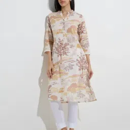 Utsa by Westside Taupe Scenic-Inspired Straight Cotton Kurta-picture-36