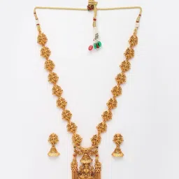 Panash Red Gold Plated Temple Jewellery Set image 3