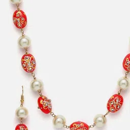 Panash Gold Plated Stone Studded & Pearl Beaded Jewellery Set image 3