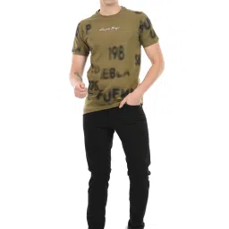 Cloak & Decker by Monte Carlo Green Regular Fit Printed Crew T-Shirt image 5