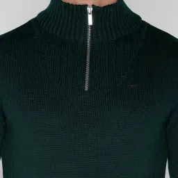 Identiti Dark Green Slim Fit Pullover image 5