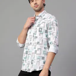 Cantabil White Cotton Regular Fit Printed Shirt image 3