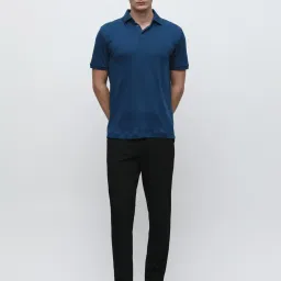 SELECTED HOMME Blue Regular Fit Cotton Polo T-Shirt image 5