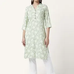 Rangmanch by Pantaloons Green Printed Straight Kurta-picture-10
