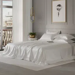 Stoa Paris Date Night Collection 300 TC White Sateen Super King Bed Sheet with 4 Pillow Covers-image-56
