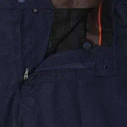 V Dot Navy Skinny Fit Self Pattern Trousers image 5