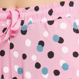 Clovia Pink Cotton Printed Top With Pyjamas image 5