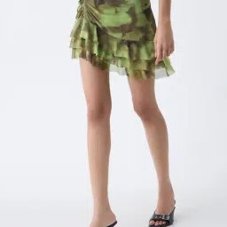 Nuon by Westside Lime Floral Design High-Rise Mini Skirt-image-50