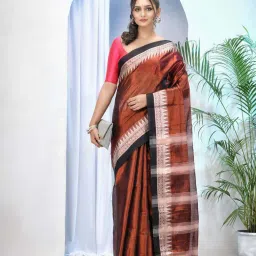 Desh Bidesh Brown Woven Saree With Unstitched Blouse image 3