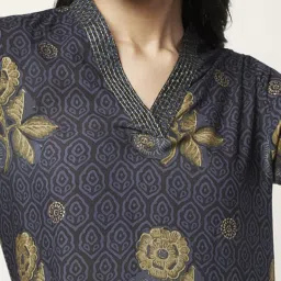 Rangmanch by Pantaloons Blue Printed High Low Kurta image 5