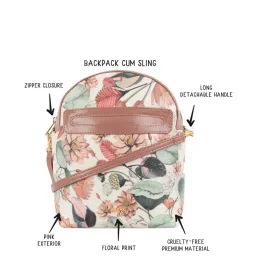 Baggit Nude Mauve Printed Medium Backpack image 5
