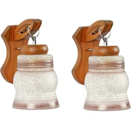 1ST TIME Brown & Coffee Brown Textured Wood Traditional Frustum Shaped Wall Lamp-picture-16