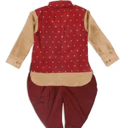VASTRAMAY Boys Maroon Embellished KurtaSets image 3