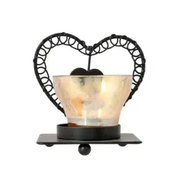 Tayhaa Black Metal Heart Tealight Holder - Set of 2 image 3