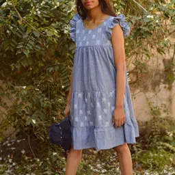 Darzigiri Print Flutter Sleeve Cotton Dress image 4