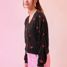 Bewakoof Black Print Oversized Sweater image 3