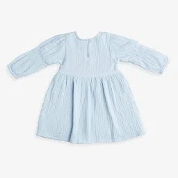 ed-a-mamma baby Ed-A-Mamma Girls Blue Cotton Self Design Casual Dress with Bloomer image 3