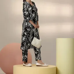 Libas Black Regular Fit Floral Co-Ords image 3