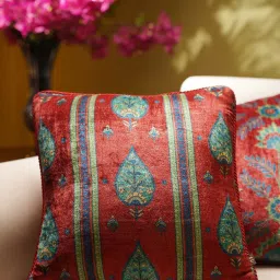 Pure Home and Living Motif Red Velvet Standard Cushion Covers image 3
