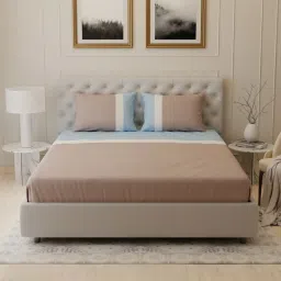 Stoa Paris Urbain Aqua 300 TC Polyester King Bedsheet with 2 Pillow Covers image 3