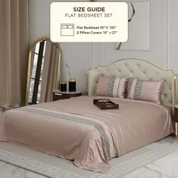 Stoa Paris Champagne & Black Polyester Estate Of Kings Double Bed Sheet With 2 Pillow Covers image 3