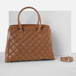 Allen Solly Brown Textured Satchel-picture-19