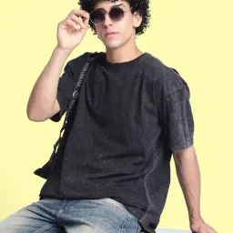 Bene Kleed Men Black Acid Wash T-Shirt image 4