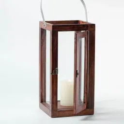 Whispering Homes Fibrous Brown Wooden Lantern - Medium-picture-13
