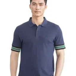 Rare Rabbit Blue Regular Fit Solid Polo T-Shirt-picture-45