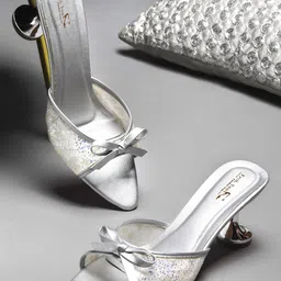 Froh Feet Metallic Embellished Kitten Heel Sandals-picture-20