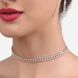 Zaveri Pearls Green & Pink Dazzling Cubic Zirconia Party Bling Necklace & Earring Set-ZPFK14032-picture-40