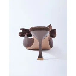 LUNA BLU by Westside Dark Brown Bow-Detailed Heel Sandals image 3