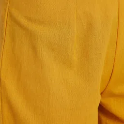 Bitterlime Women Mustard Yellow Block Print Kurta with Trousers image 5