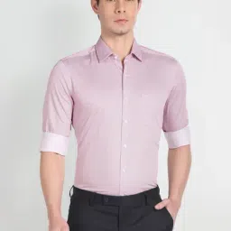 Arrow Pink Cotton Slim Fit Printed Shirt-picture-20
